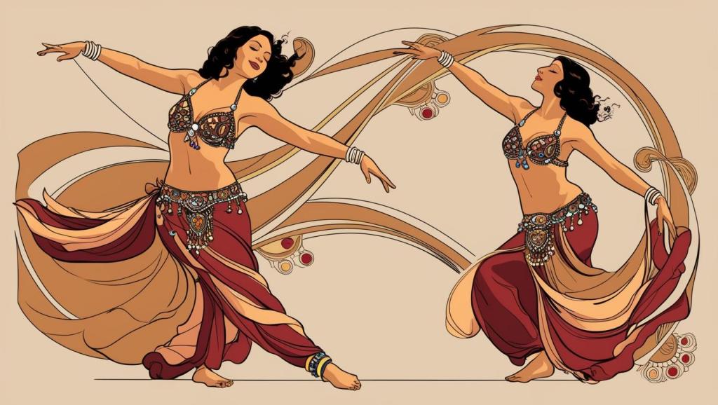 due danzatrici del ventre mentre danzano