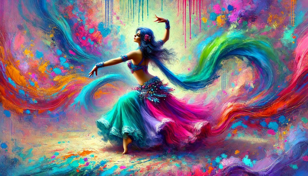 danzatrice stile digital painting pastello colori vividi