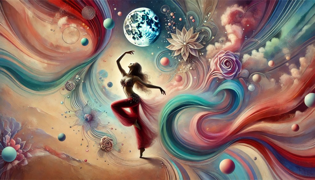 danzatrice stile surrealismo poetico colori vividi