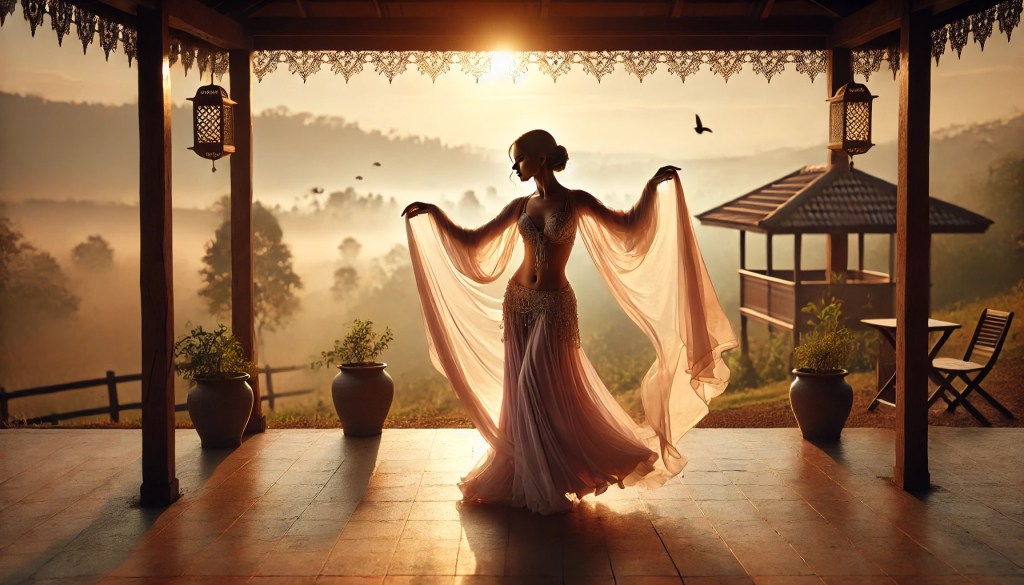 danzatrice che danza alla luce dell'alba