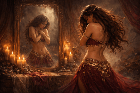 danzatrice allo specchio si vergogna