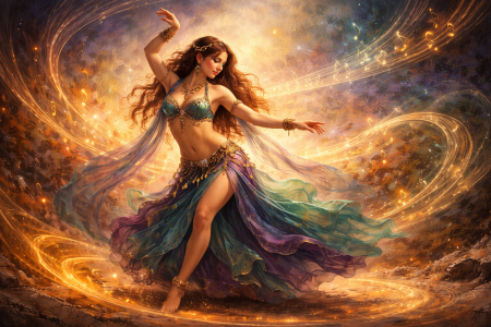 danzatrice in un vortice di colori