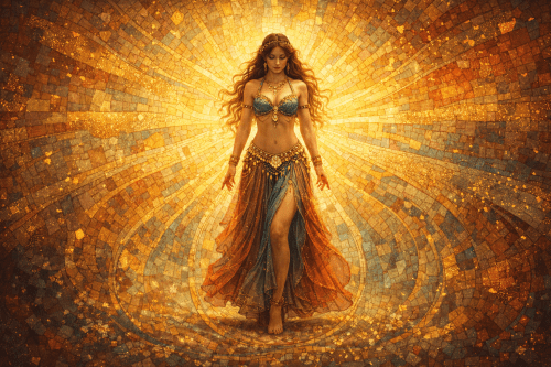 danzatrice in stile mosaico contemporaneo