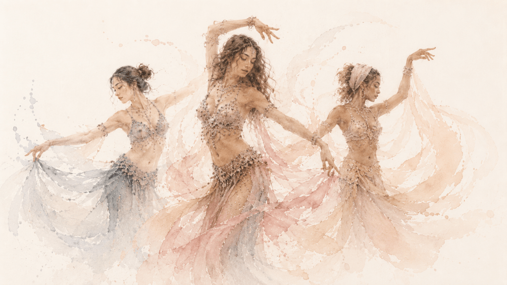 tre danzatrici danzano con consapevolezza e armonia