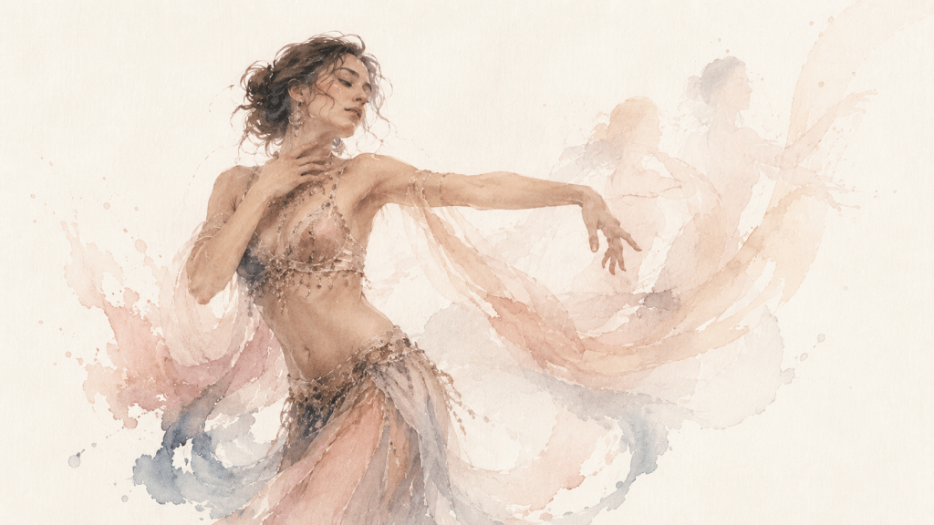 danzatrice del ventre ascolta il proprio corpo che comunica emozioni