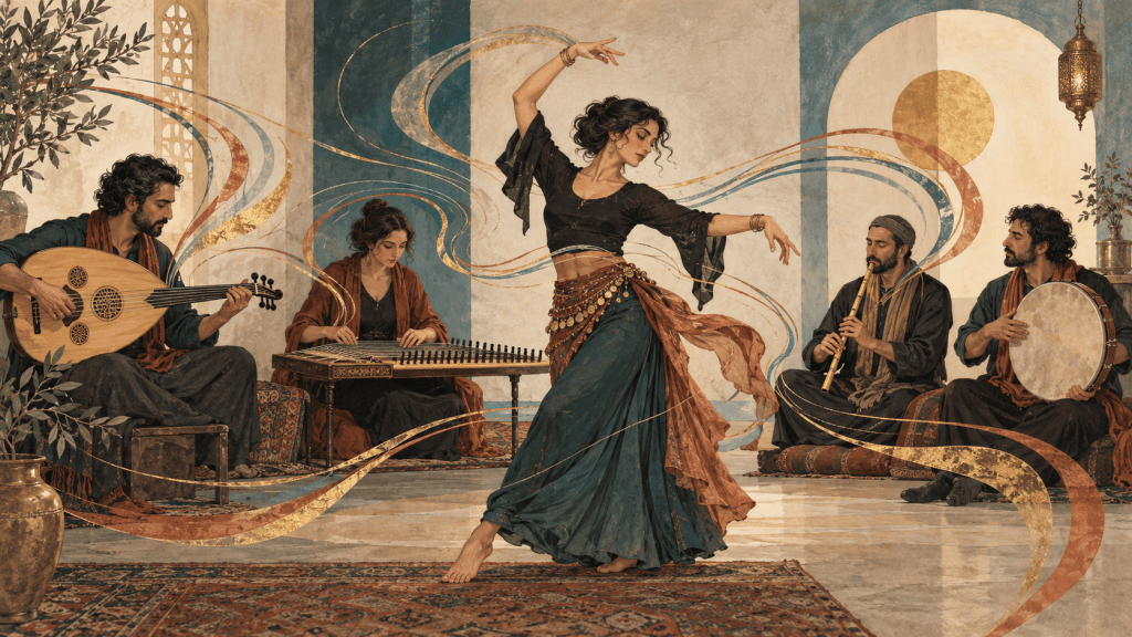 una danzatrice danza con l'orchestra