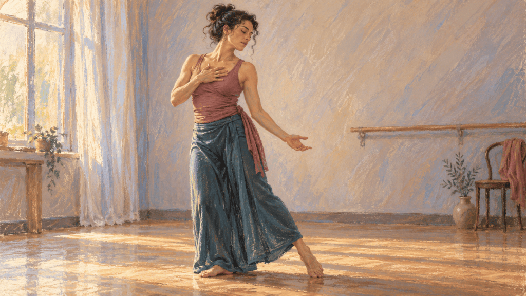 Donna prova a danzare per conto suo